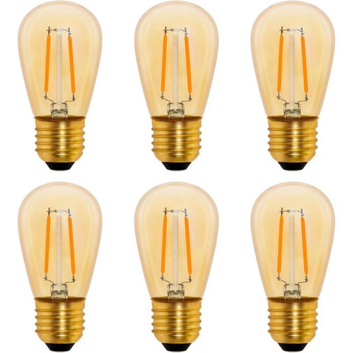 Ampoule LED à filament vintage - MICH - E27 - 1W - Ambre - Blanc chaud 2200K - Non dimmable - Lot de 6