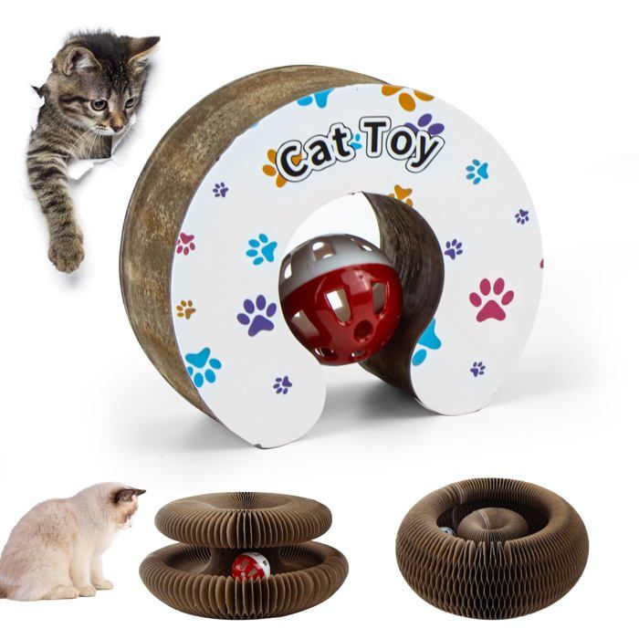 Comparer les prix de Griffoir Magic Organ pour Chat avec Balle Cloche - Jouet Interactif Pliable Demi-Cercle et Lit Carton Ondulé Intérieur