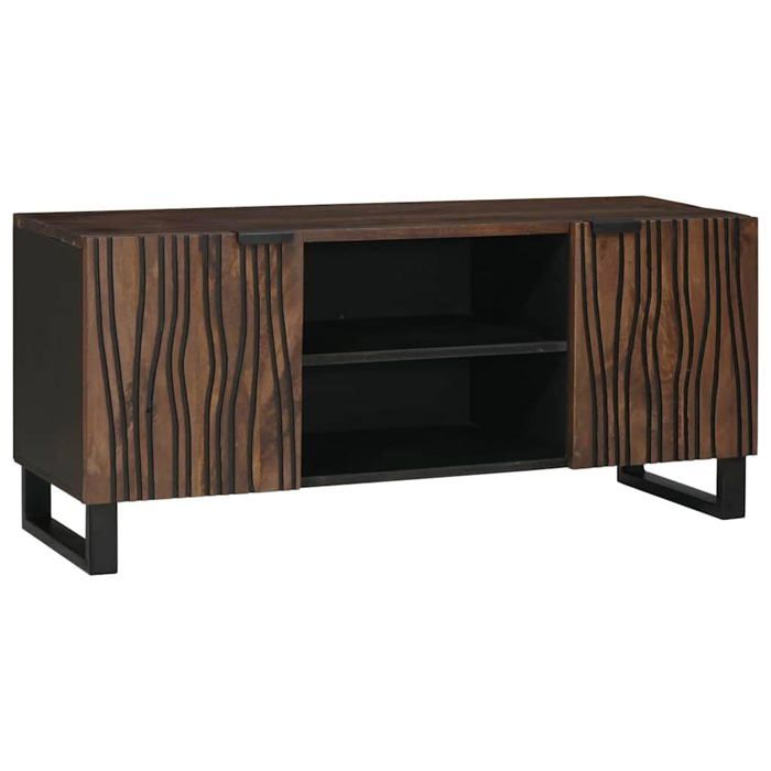 Meuble TV mural moderne - vidaXL - Noyer - Bois dingénierie - 105x33x46 cm - 2 portes - 2 étagères - Gain de place
