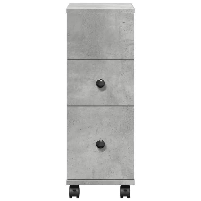Moderne Armoire de salle de bain étroite BURKE Meuble WC à roulettes gris béton 23x33x65 cm AA1180