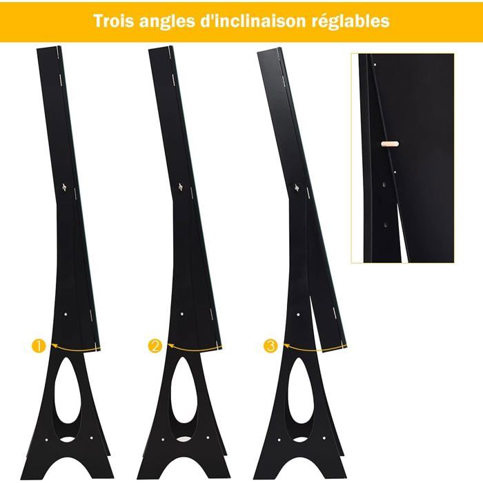 GIANTEX Armoire à Bijoux sur Pied-3 Etagères-avec Lumières LED et Miroir-Rangement avec Miroir Plein Longueur-Noir