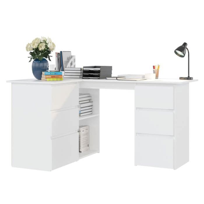 Bureau secrétaire contemporain résistance stabilité （1 pcs） Meuble de Bureau dangle Blanc 145x100x76 cm Bois dingénierie @767959