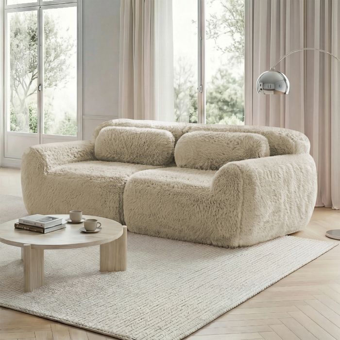 Canapé Compressé dangle convertible -Canapé lit droit 2 places - design modulaire sans cadre -Khakipour salonchambre