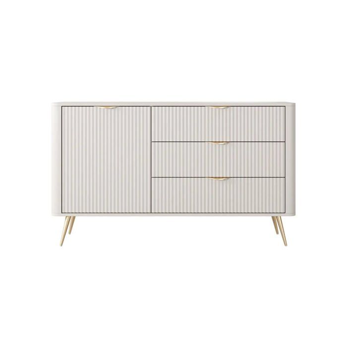 JOUDY MINI - Mini buffet 138cmeffet rainuré - Beige JOUDY MINI - Mini buffet 138cmeffet rainuré - Beige