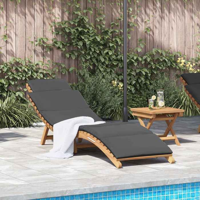 Transat/Lit-canapé dextérieur - NANAS - Bain de Soleil simple - de jardin Marron 198 x 55 x 585cm Bois de teck massif 5488116030
