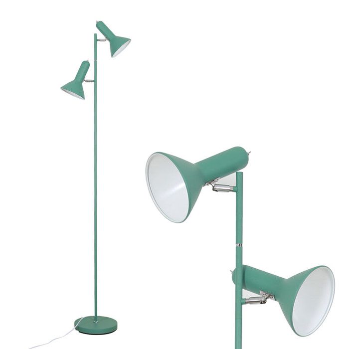 Lampe sur pied Amdelne LED double culot douilles E27 (ampoules non fournies) abat-jour en forme de cornet Vert
