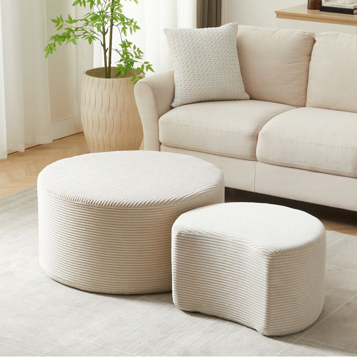 Lot de 2 tables basses rondes rembourrées en mousse tables dappoint poufs sans montage