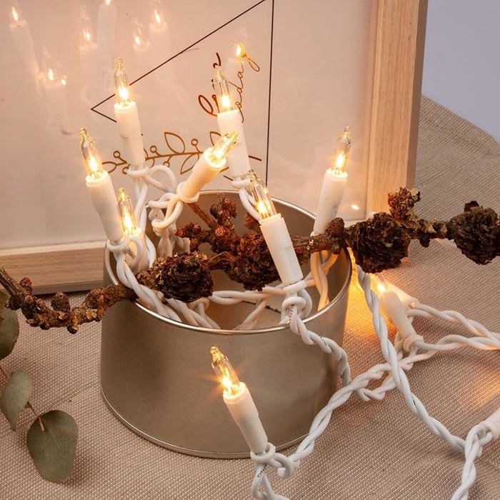 guirndes lumineuses intérieur avec 10 lumières / illuminé 1.35m Câble Bnc avec Interrupteur Lampe Cire