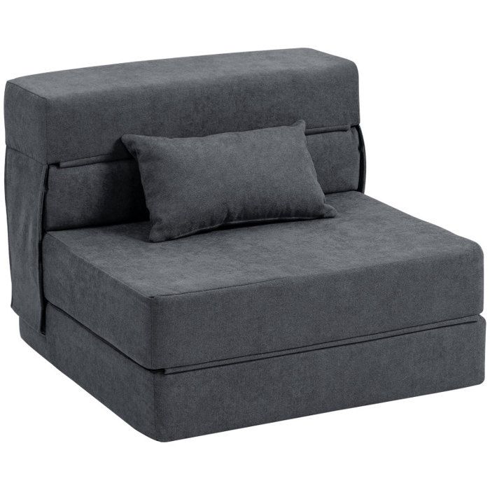 Canapé de sol 3 en 1 Fauteuil lit Pliant chauffeuse 1 Place en Lin Coussin Inclus Matelas Pliable 210 cm pour invités Salon