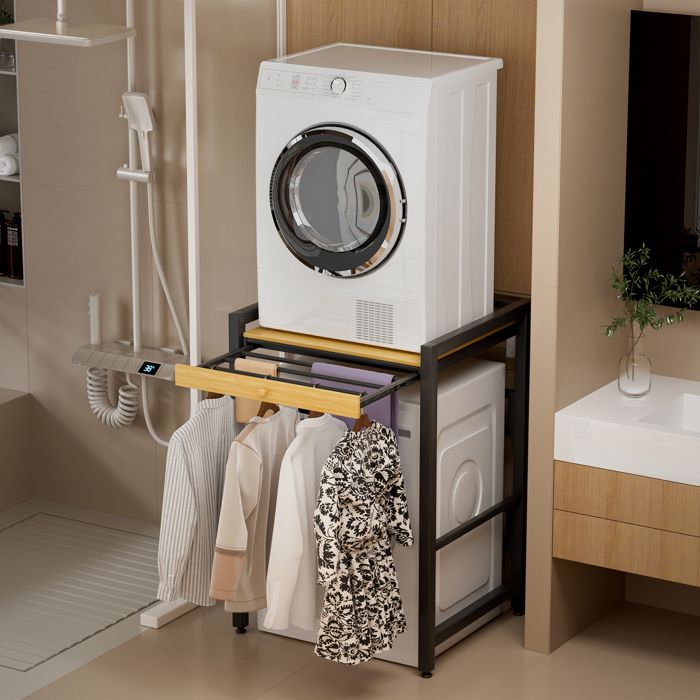 WILITTO Meuble dessus de machine à laver Étagère Salle de Bain Max 200kg Acier au carbone autoportante 63x73x105cm