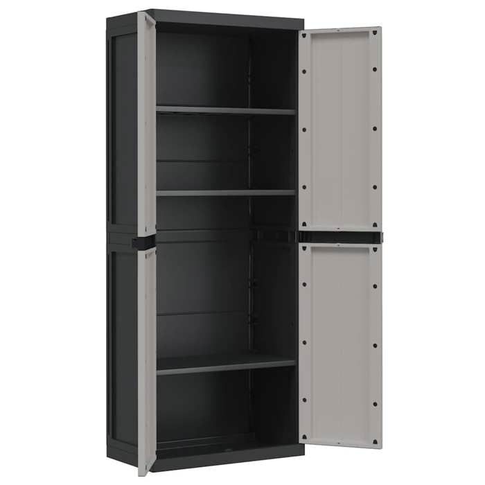 Armoire de rangement dextérieur gris et noir 65x37x165 cm PP_2 ans garantie_75033