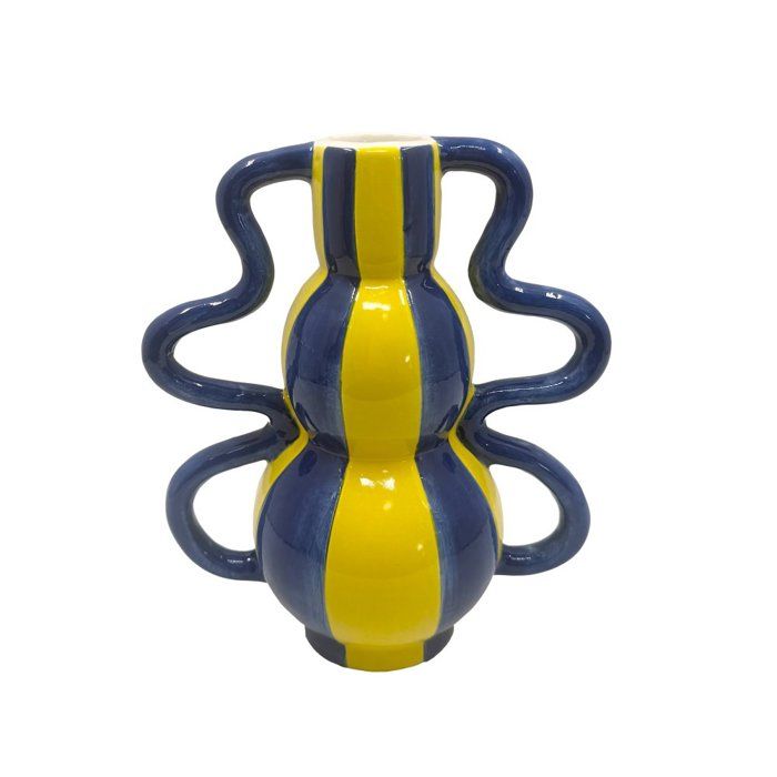 Vase Pop bleu jaune 20 cm - Table Passion