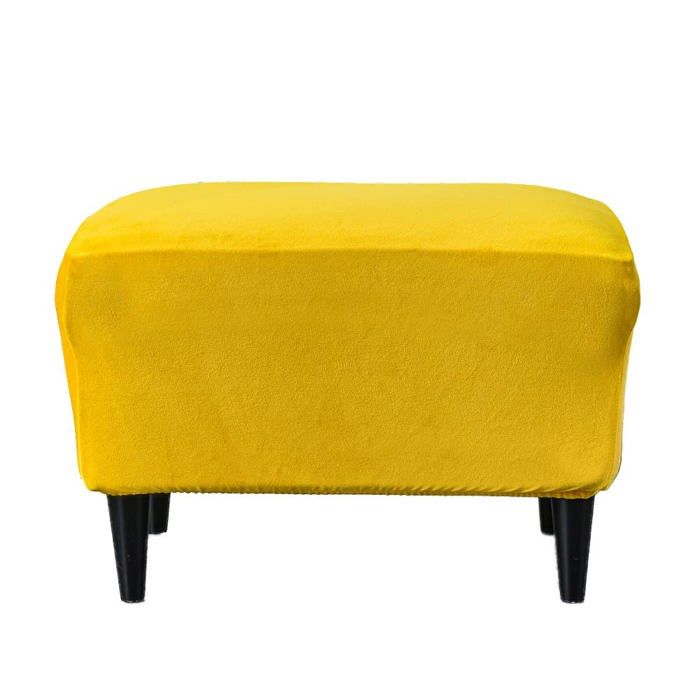 Lot de 1 Housse Ottomane Rectangulaire Velours Curcuma Housse Repose-Pieds Extensible Protecteur Meubles Tabouret Fond Élas Corvina