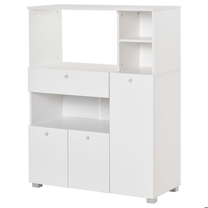 Meuble de rangement de cuisine buffet armoire murale meuble de rangement avec support pour micro-ondes - 4 étagères ouvertes