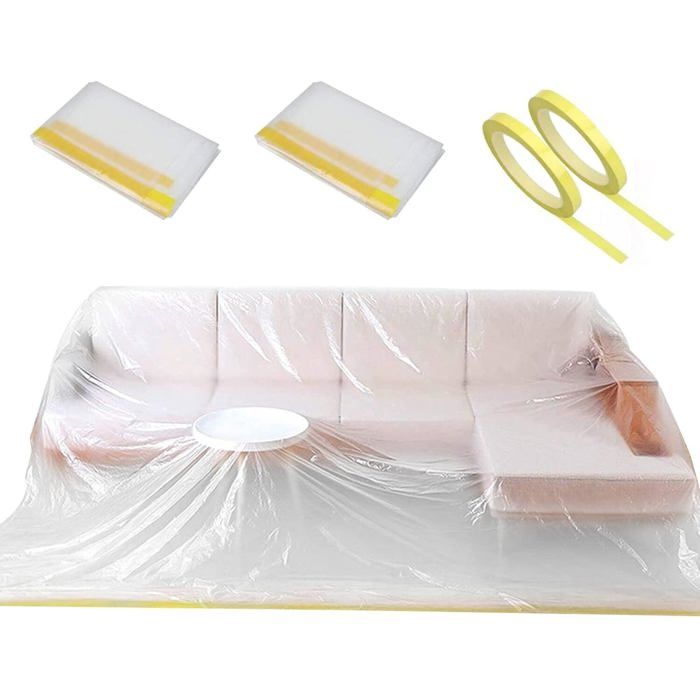 Lot De 2 Housses De Protection Transparentes En Plastique Pour Canapé Lit Canapé Meubles Housse De Protection Imperméabl[RD172]