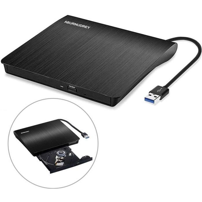 Lecteur CD/DVD Externe, USB 3.0 Graveur DVD Externe CD Enregistreur Portable RW/ROM Mince ROM Transmission Rapide