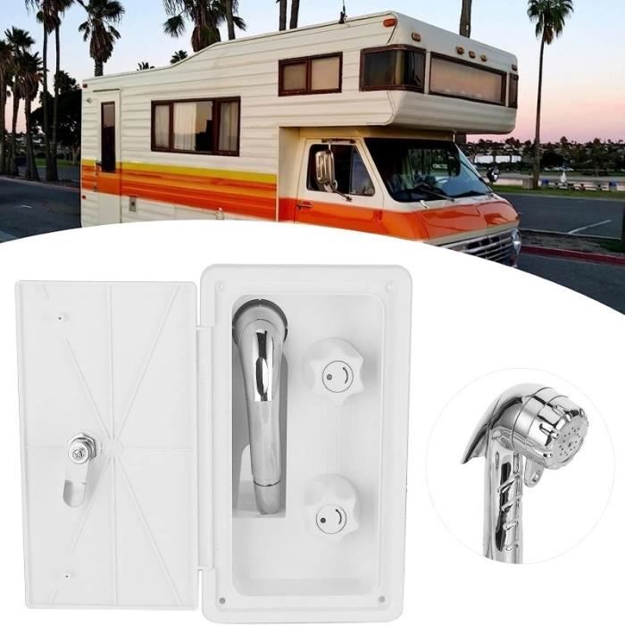 Kit Douche Extérieure Pour Camping-car – Avec Pommeau, Tuyau 1,5 M, Robinet Mélangeur Chaud/froid Et Boîtier Verrouillable