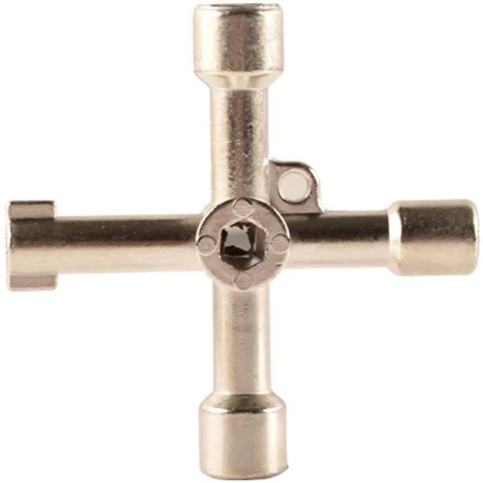 Lot De 2 Clés Multifonctions 4 Voies Universelles - Clé Utilitaire Pour Compteurs Eau, Électricité, Gaz, Radiateurs Et Ascenseurs