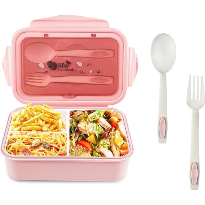 Boîte à Lunch Bento étanche 2 Compartiments + Couverts - Portable Et Légère