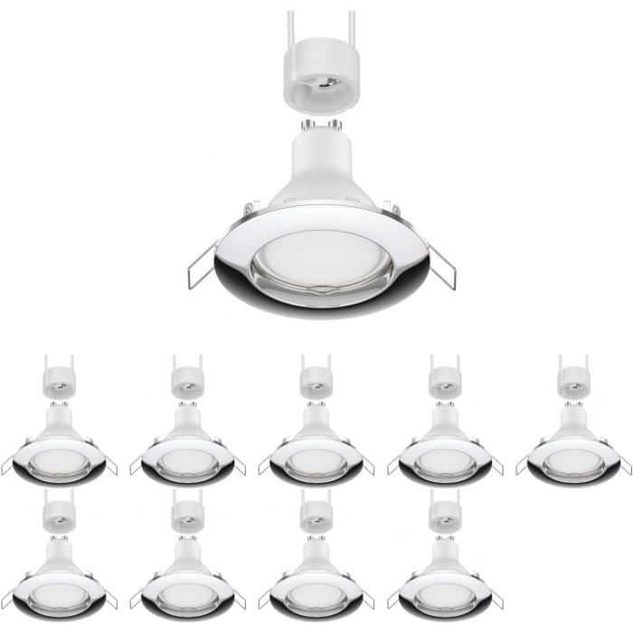 10 pièces LED plafonnier encastré CIRC chromé GU6,74W 630lm.[Z3351 ...