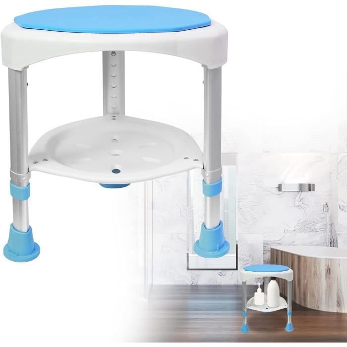 Siège De Douche Pivotant 360° LARS360 - Hauteur Réglable 36-51cm - Antidérapant - Pour Personnes Âgées, Femmes Enceintes