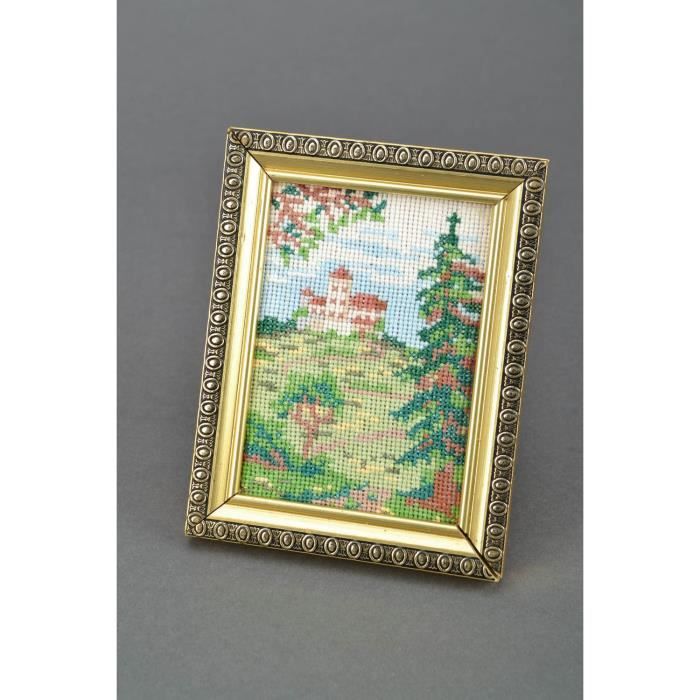 Tableau Brode En Fils Moulines Sur Canevas Chateau Cdiscount Beaux Arts Et Loisirs Creatifs