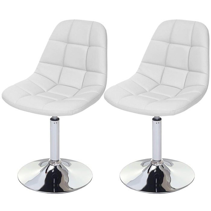 Chaise Salle à Manger NMK HOME - Blanche Plastique - Pieds Hêtre - Similicuir Velouté - 83x49cm
