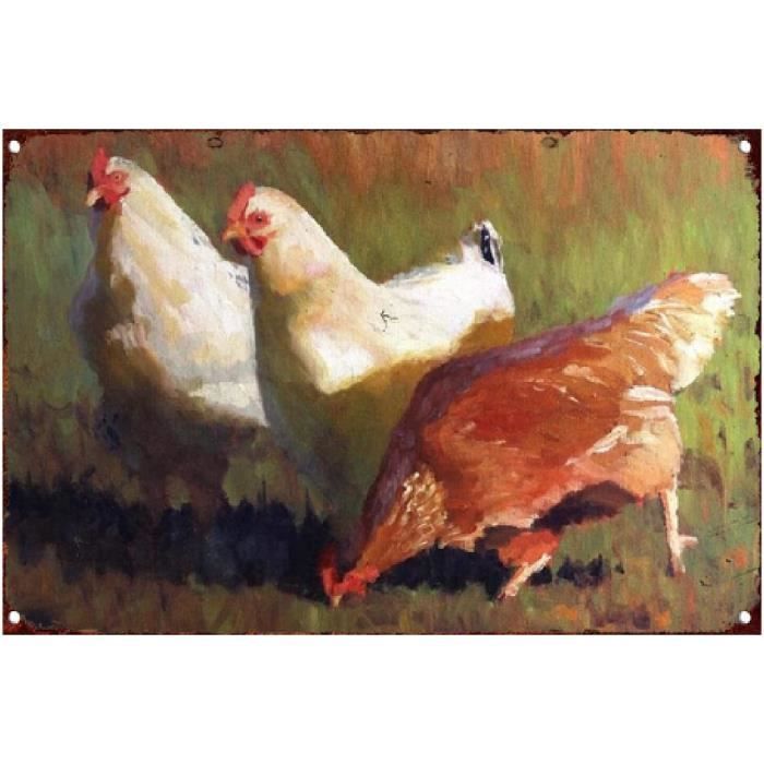 Poulet Poule Signes Vintage Affiche En Métal Vintage Ferme Ferme Décoration Murale Coq Rétro