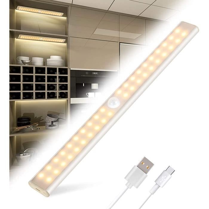 Lampe de Placard 40 LED, Eclairage Placard Détecteur de Mouvement, Reglette  Led Rechargeable USB, 4 Modes d'Éclairage, Lumière A306 - Cdiscount Maison