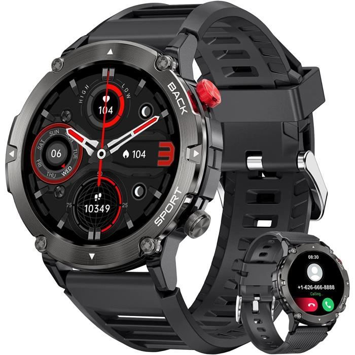 Montre Connectée Homme avec Appel Bluetooth Militaire Smartwatch avec 19 Modes Sportifs Moniteur Fréquence Cardiaque Sommeil A364