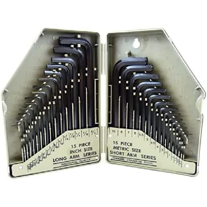 Jeu de clés hexagonales 30pc Jeu de clé Allen hexagonale métrique Impérial Tool Kit AF MM avec