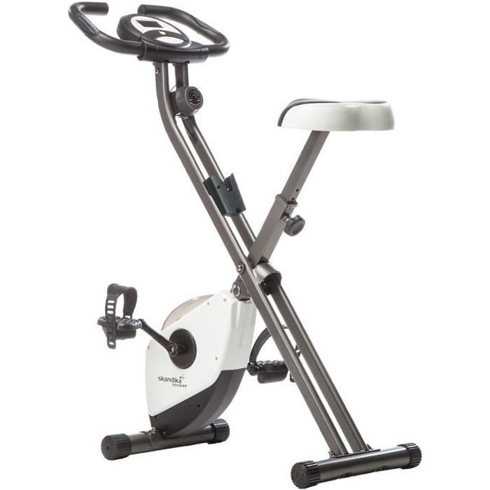 Velo d appartement pliable Skandika Foldaway X 1000 8 niveaux de resistance Inertie 2 6 kg Jusqu a 130 KG Blanc Cdiscount Sport