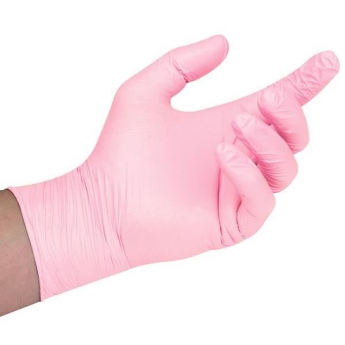 gants jetables rose