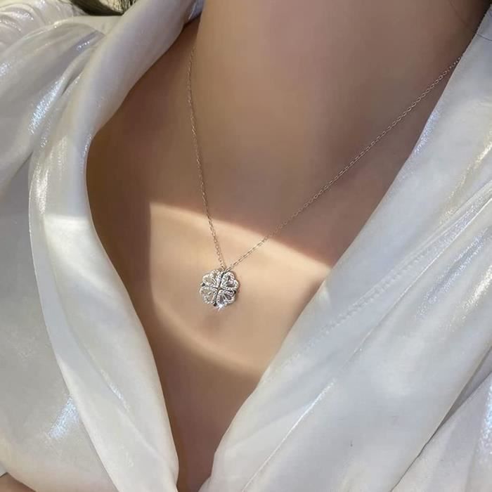 Collier Nœud De Sorcière - Porte-bonheur Avec Coccinelle, Trèfle, Fer à Cheval - Protection Et Chance - Acier Inoxydable - Pour Femme