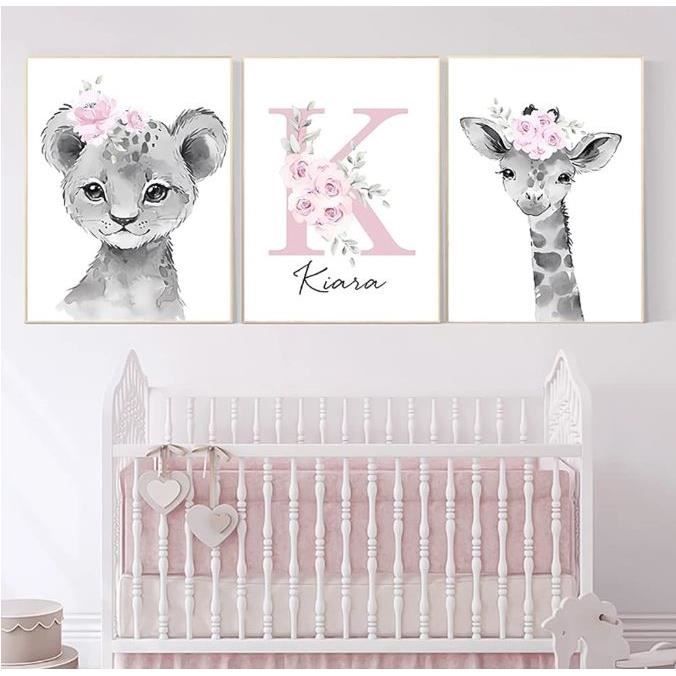 Affiche Chambre Bébé Arc En Ciel Personnalisée - Tableau Animaux Montgolfière Vert Menthe 30x40cm - Cadeau Naissance Garçon