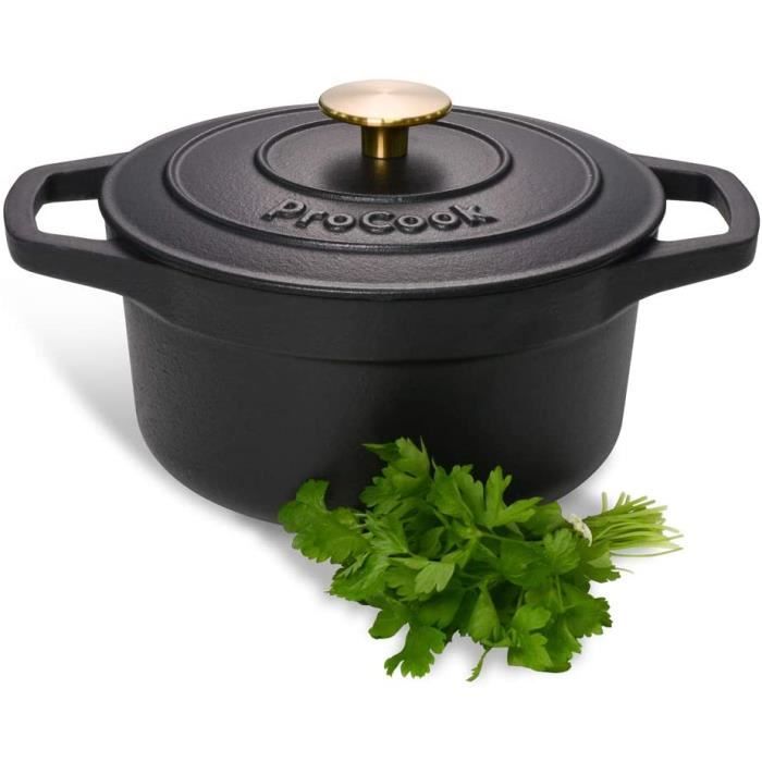 bleu mat Cocotte ronde en fonte céramique compatible induction et gaz Cocotte de 2,7 l avec couvercle