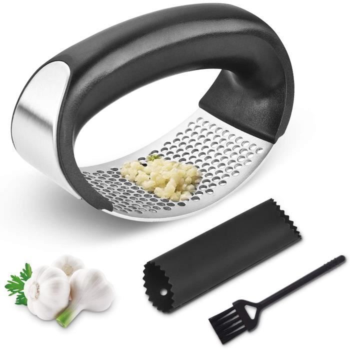 Presse-ail Inox 100% Acier Inoxydable 18/10 Avec Épluche-ail En Silicone