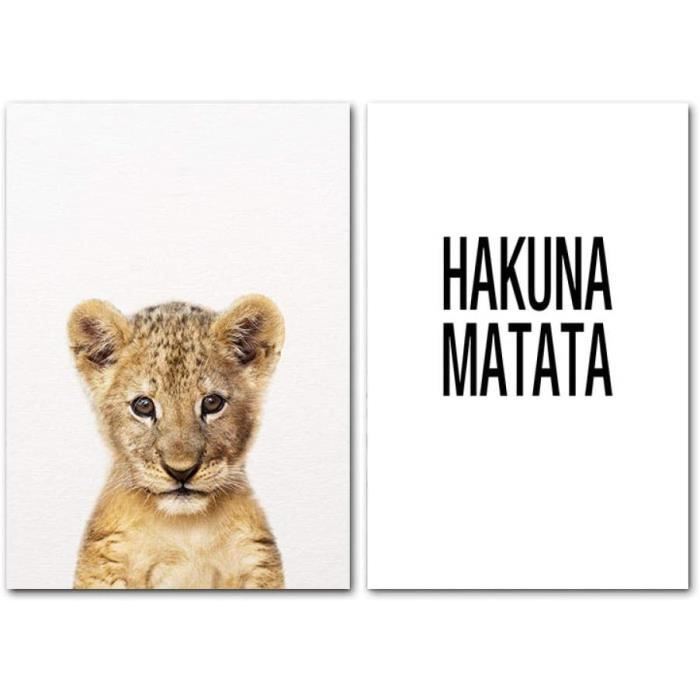Tableau Toile Mignon Animal Bebe Lion Affiche Peacutepiniegravere Toile Art Imprime Hakuna Matata Peinture Murale Nordique Enfan647 Cdiscount Maison