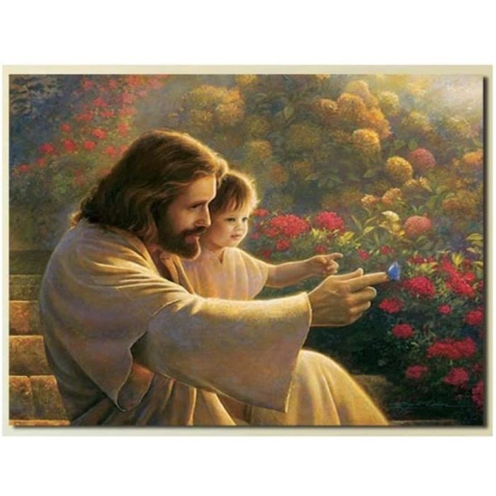 Tableau Mural Religieux Baroque Jésus-Christ Cœur - Avec Cadre 56x46 Cm, Reproduction Signée, Neuf