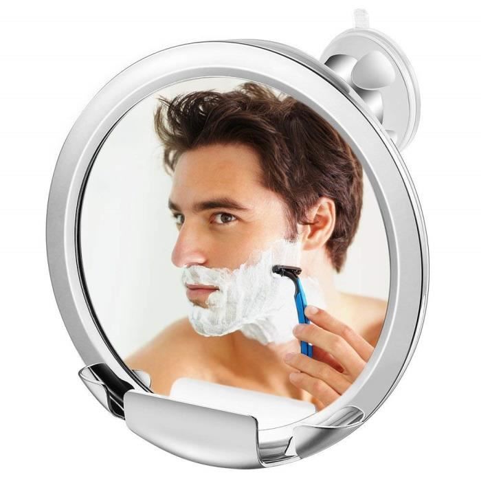 Antibuée avec Support Miroir Salle de Bain Jerrybox Miroir de Douche Grossissant 7X Ajustable Parfait pour Rasoiret Maquillage Ventouse 