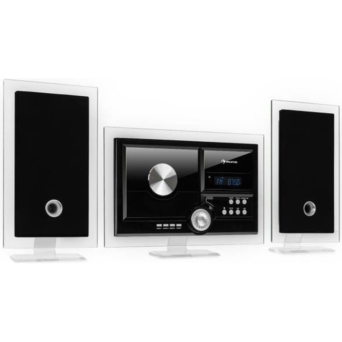 auna Stereo Sonic DAB+ Chaîne HiFi avec lecteur CD , tuner radio , USB & Bluetooth - Noire