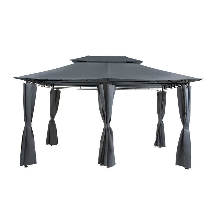 Tonnelle de jardin - BELIANI - COLOS - 3m x 4m - Gris graphite - Autoportante