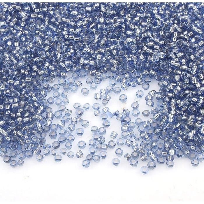 X 1 boite fleur de +/-7000 mixte perles de rocaille en verre ton bleu - Un grand marché
