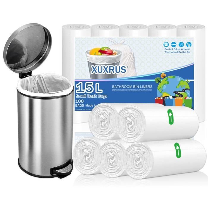 Lot De 100 Sacs Poubelle Biologiques - 20 L - Sacs Poubelle Biologiques - Pour Cuisine, Bureau, Salon (60 X 50 Cm, Vert