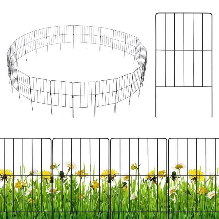 Lot de 25 Clôtures de Jardin Pliable 825 x 60 cm COSTWAY Décorative Métal Pulvérisé Résistant à la Rouille Noir pour Potager