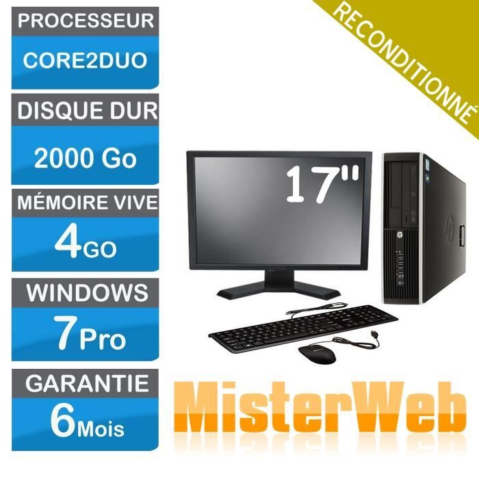 Ordinateur de Bureau complet core2duo 2000 Go HDD 4 Go Ram Win7 écran 17 EN VRAC selon modèle disponible. DELL HP LENOVO En tour . - Dell