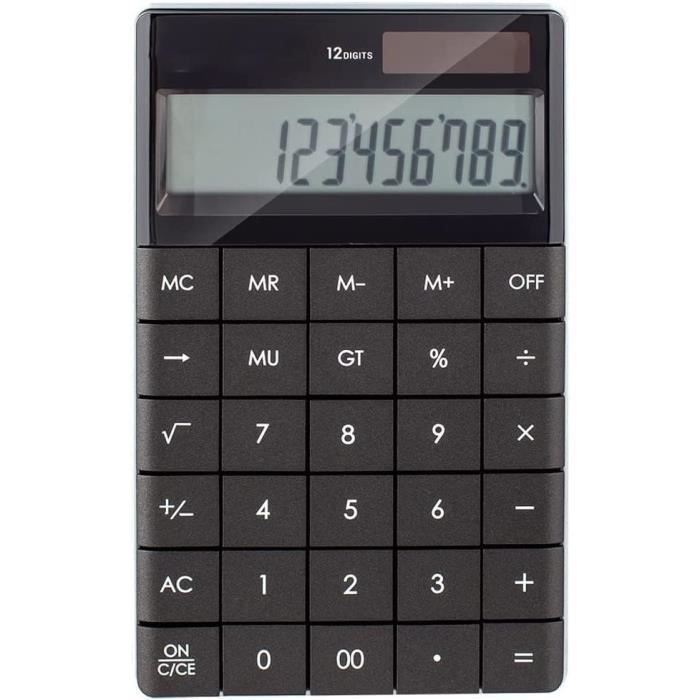 Calculatrice De Bureau DELI 12 Chiffres - Double Alimentation Solaire/piles - Grand écran LCD - 3