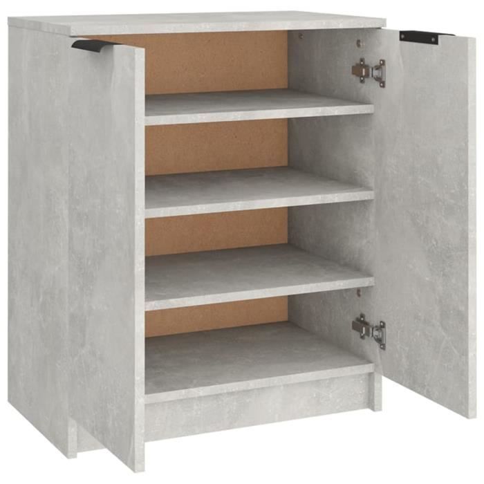 Armoire à chaussures - FAFEICY - 110054 - Gris béton - Bois dingénierie - 2 portes