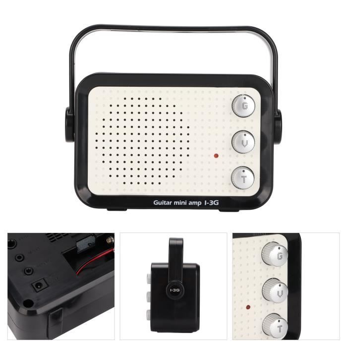 Mini Amplificateur Guitare Électrique Portable 3W Avec Volume, Tonalité Et Prise Casque - Noir Et Or