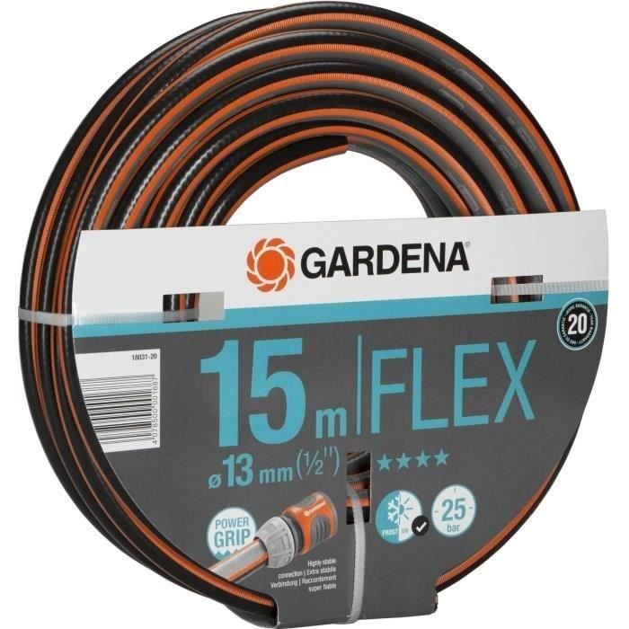 Tuyau d'arrosage Comfort FLEX - GARDENA - 15m - Ø13mm - Anti-nœud et indéformable - Garantie 20 ans
